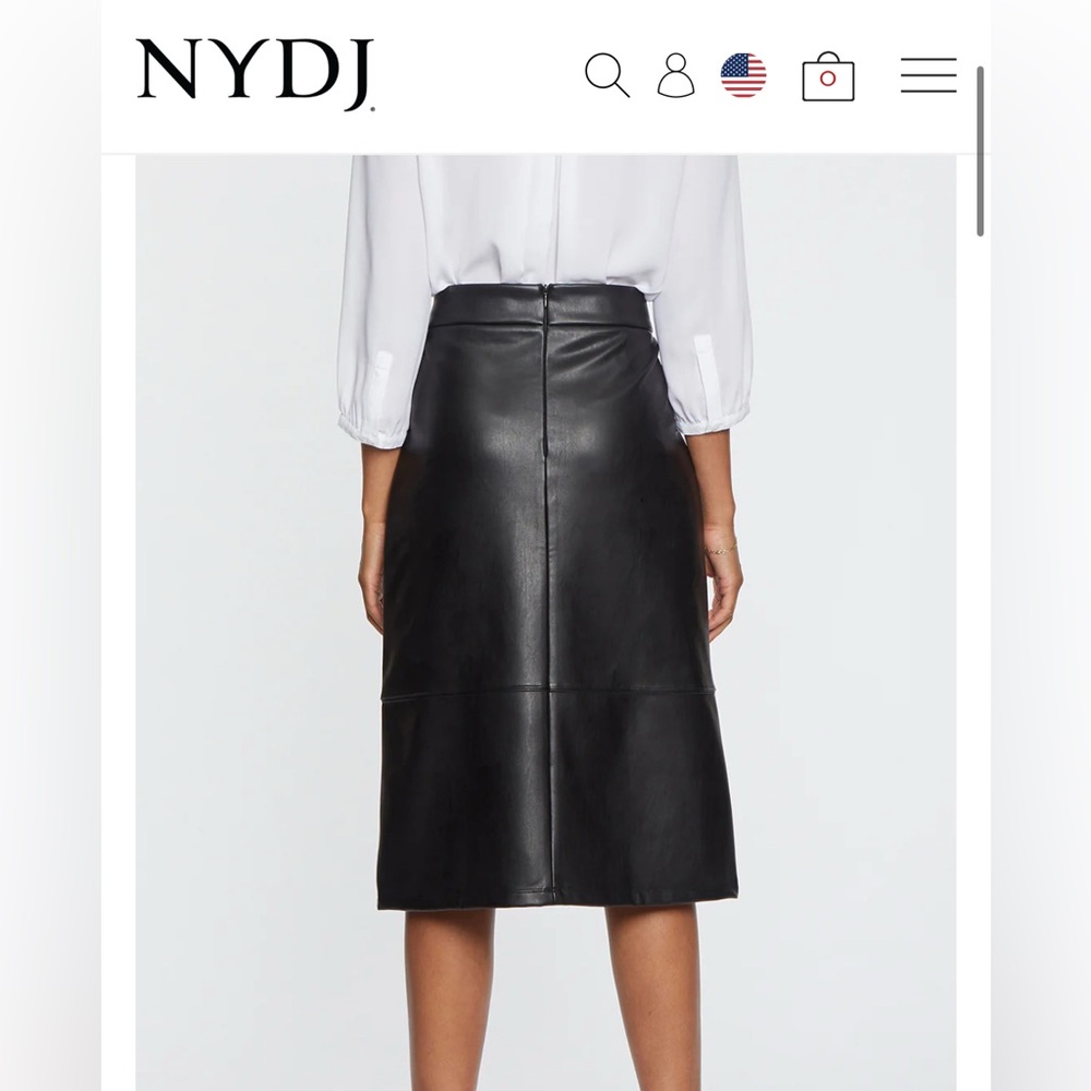 SCULPT*HER by NYDJ Faux Leather A Line Skirt - Picture 2 of 15
